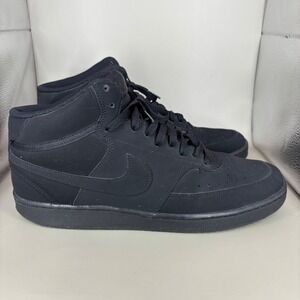 Nike Court Vision Mid Triple Black Mens Basketball Shoes CU6620-001 Size 11.5